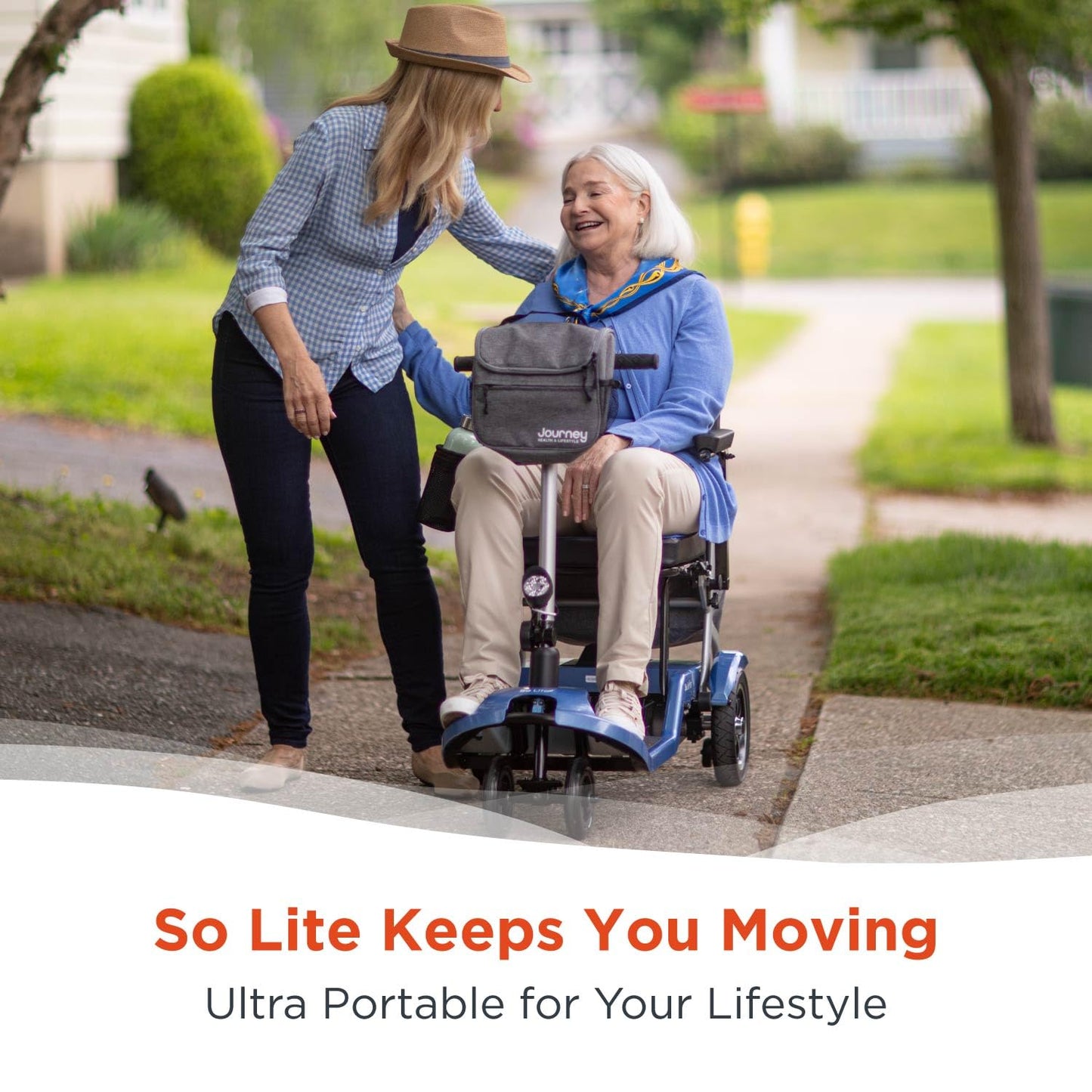 Journey So Lite Folding Power Scooter, 5 mph Max Adjustable Speed, 8-Mile Range, 24V Lithium Battery, Lightweight & Portable for Mobility, Red