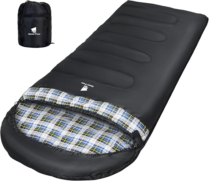 GEERTOP Flannel Sleeping Bags for Adults Big & Tall People Portable Cold Weather Envelope XXL All Seasons Camping Sleeping...