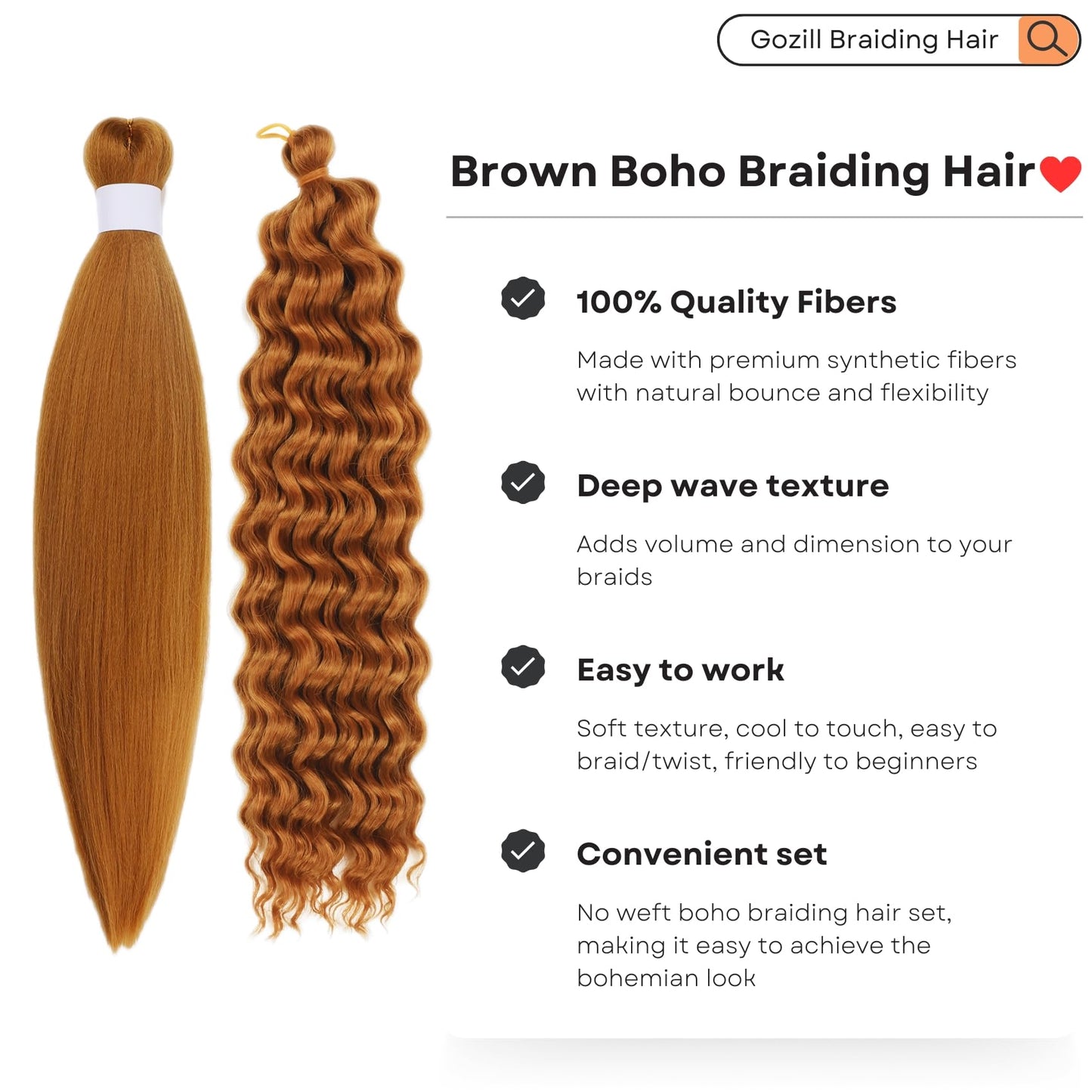 Short Honey Blonde Braiding Hair Pre Stretched Knotless Braiding Hair for Boho Braids(6 Packs 16Inch)