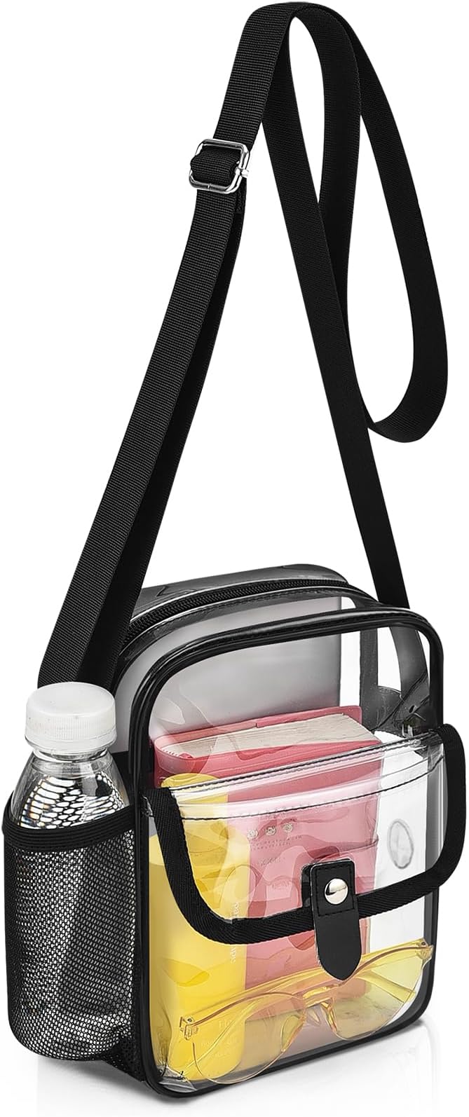 SPODEARS Clear Crossbody Bag for Stadium Events & Concerts - Adjustable Shoulder Strap Purse with 1 Bottle Holder