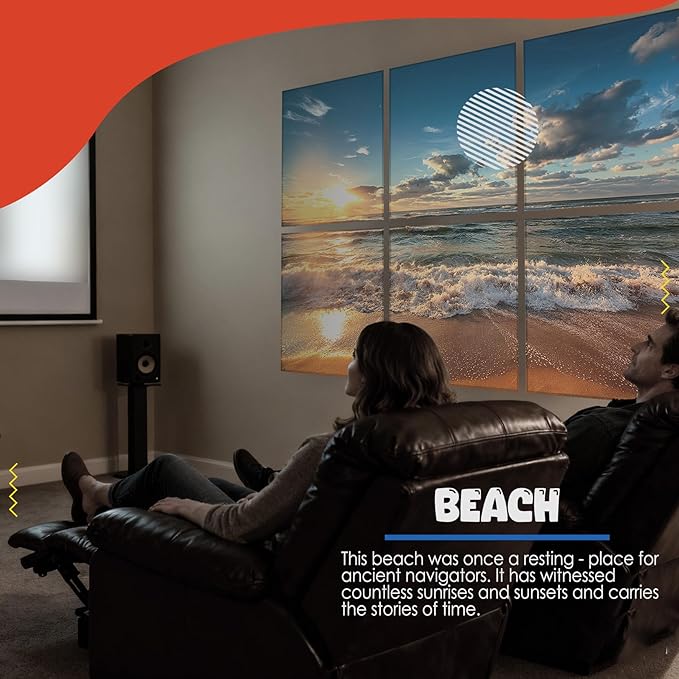 EVENRISING Art Acoustic Panels, 72"x48"x0.4" Sound Absorbing Panels,Better Sound Panels than Soundproof Foam,Self adhesive Soundproof Wall Panels for Recording Studio, BEACH