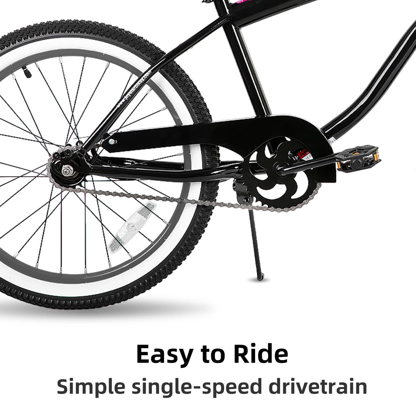 JOYSTAR 20 Inch Kids Beach Cruiser Bike with Coaster Brake for Ages 7-10 Years Old Girls and Boys Single Speed 20 Inch Kids Bike Black Gray