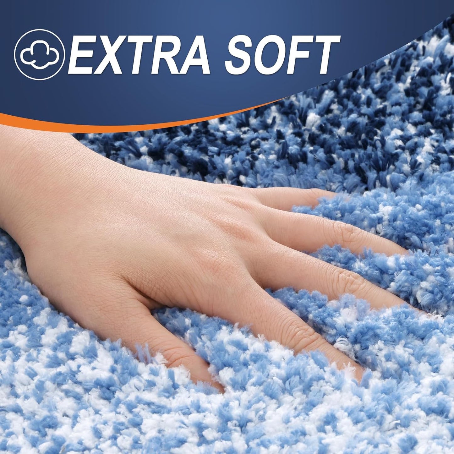 OLANLY Bathroom Rug Mat 59x24, Extra Soft and Absorbent Microfiber Bath Rugs, Non-Slip Plush Shaggy Bath Carpet Runner, Machine Wash Dry, Bath Mats for Bathroom Floor, Tub and Shower, Navy