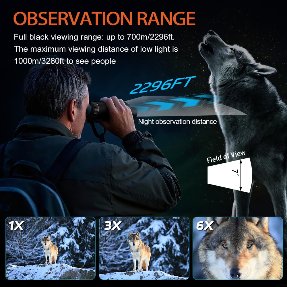 3D VR Night Vision Goggles - Night Vision Binoculars for Adults with Electronic Compass, Rechargeable Binoculars Dual-Lens Diopter Adjustment for Outdoor Enthusiasts and Animal Watchers