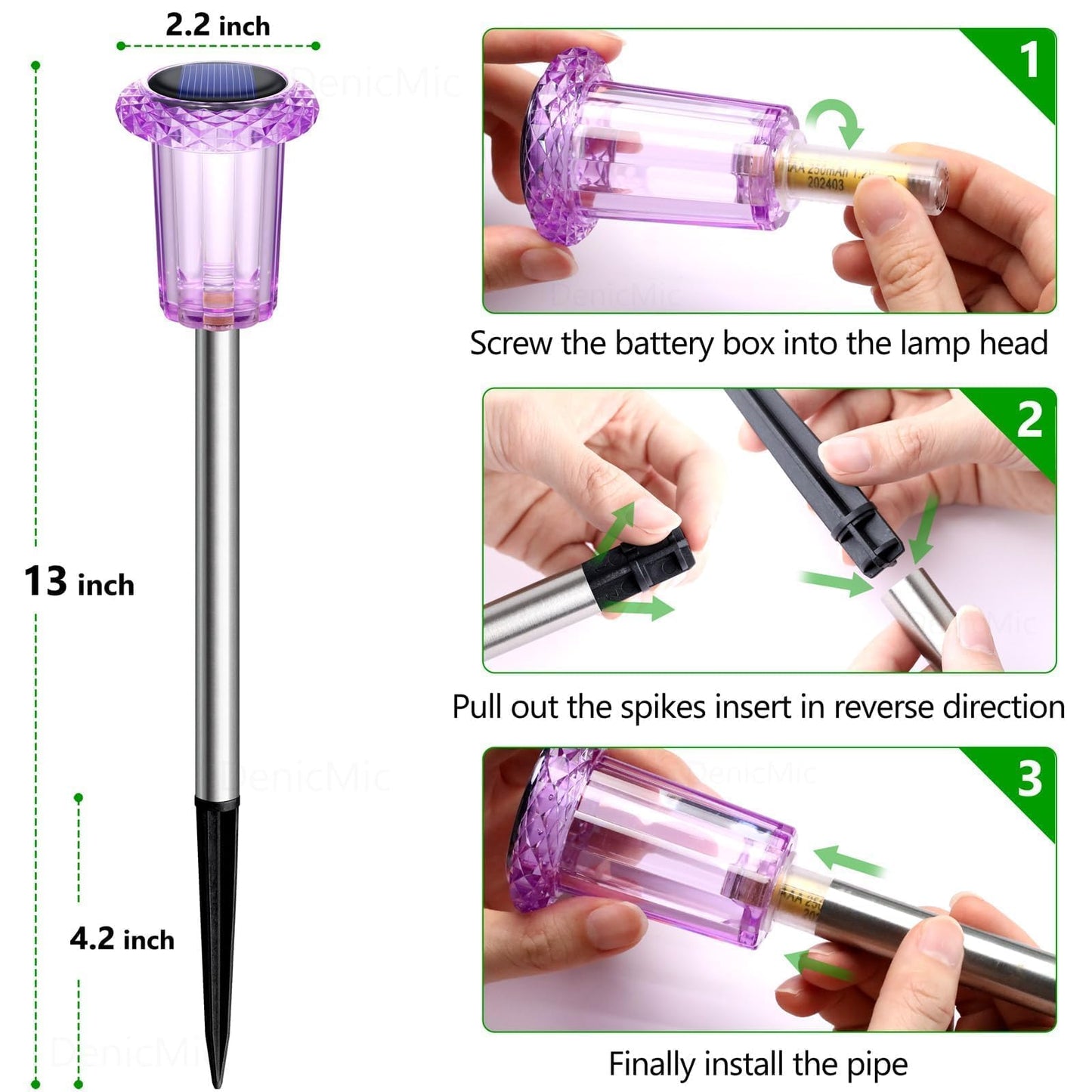 DenicMic Halloween Solar Lights Outdoor 10 Pack Purple LED Waterproof Yard Garden Patio Backyard Pathway Walkway Landscape Path Lawn Outside Halloween Decorations Outdoor