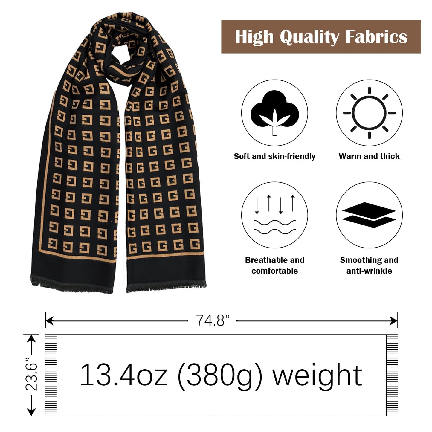 RainFlowwer Womens Pashmina Shawl Wrap Scarf Christmas Winter Warm Wool Scarves Large Reversible Stole Scarf Dress Gift
