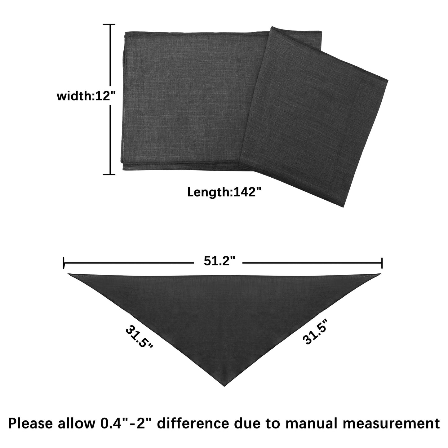 UJUROU Medieval Pirate Sash Bandana 2 PCS Linen Straps Wide Waist Belt and Headband Renaissance Costume Accessory (Black)