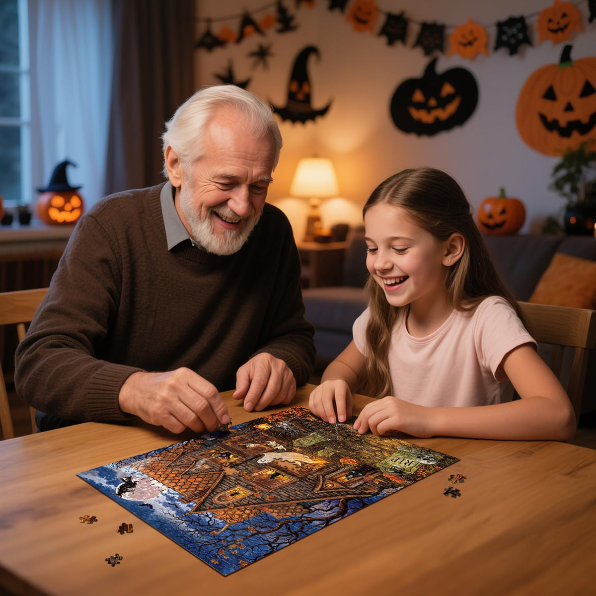 Hopgo 500 Piece Puzzles for Adults, Halloween Puzzle 500 Pieces for Family Game, Horror Haunted House Puzzle for Halloween Midnight, Great Gifts for Puzzles Lovers 20"x14.2"