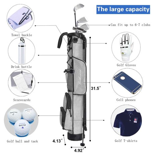 RUTHNISSI Golf Stand Bag, Lightweight Golf Easy Carry Bag with Padded Strap，Durable Pitch& Putt Golf Bag, Practice Range Sunday Golf Bag for Men&Women