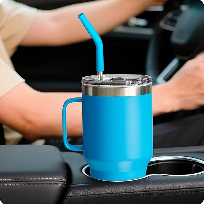 Stainless Steel Straws for 42 oz YETI Tumbler, 4 Pcs Metal Straws Reusable with Silicone Tip for 42 oz YETI, 30oz Stanley Cup(Color 1)