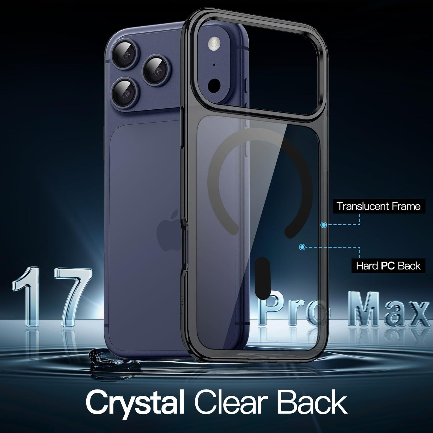 Jetech Magnetic Case For Iphone 17 Pro Max 6.9-Inch Compatible With Magsafe, Shockproof Phone Bumper Cover, Anti-Scratch Clear B