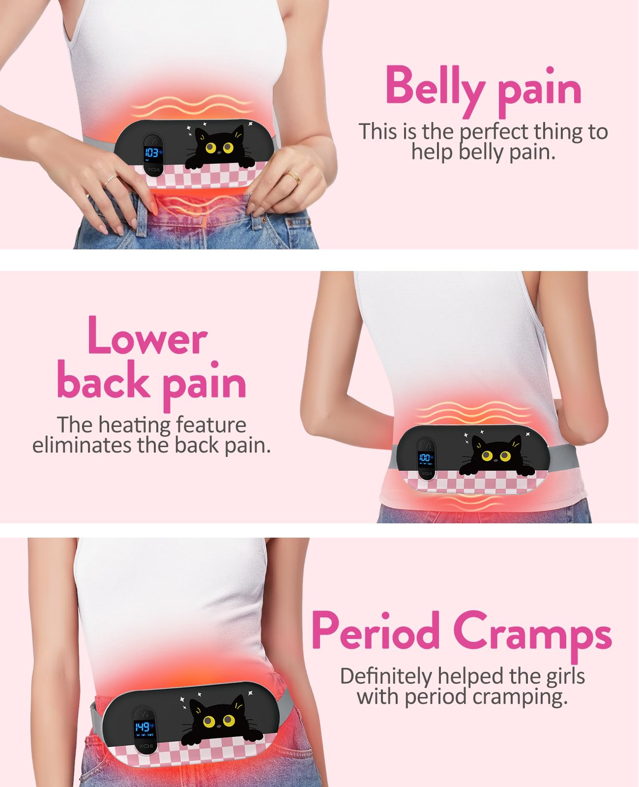 Portable Heating Pad for Period Cramps: Menstrual Heating Pad with Unique Design, Fast Heating Pad with 6 Heat Levels and 6 Massage Modes, Gifts for Her, Women, Teens and Girls