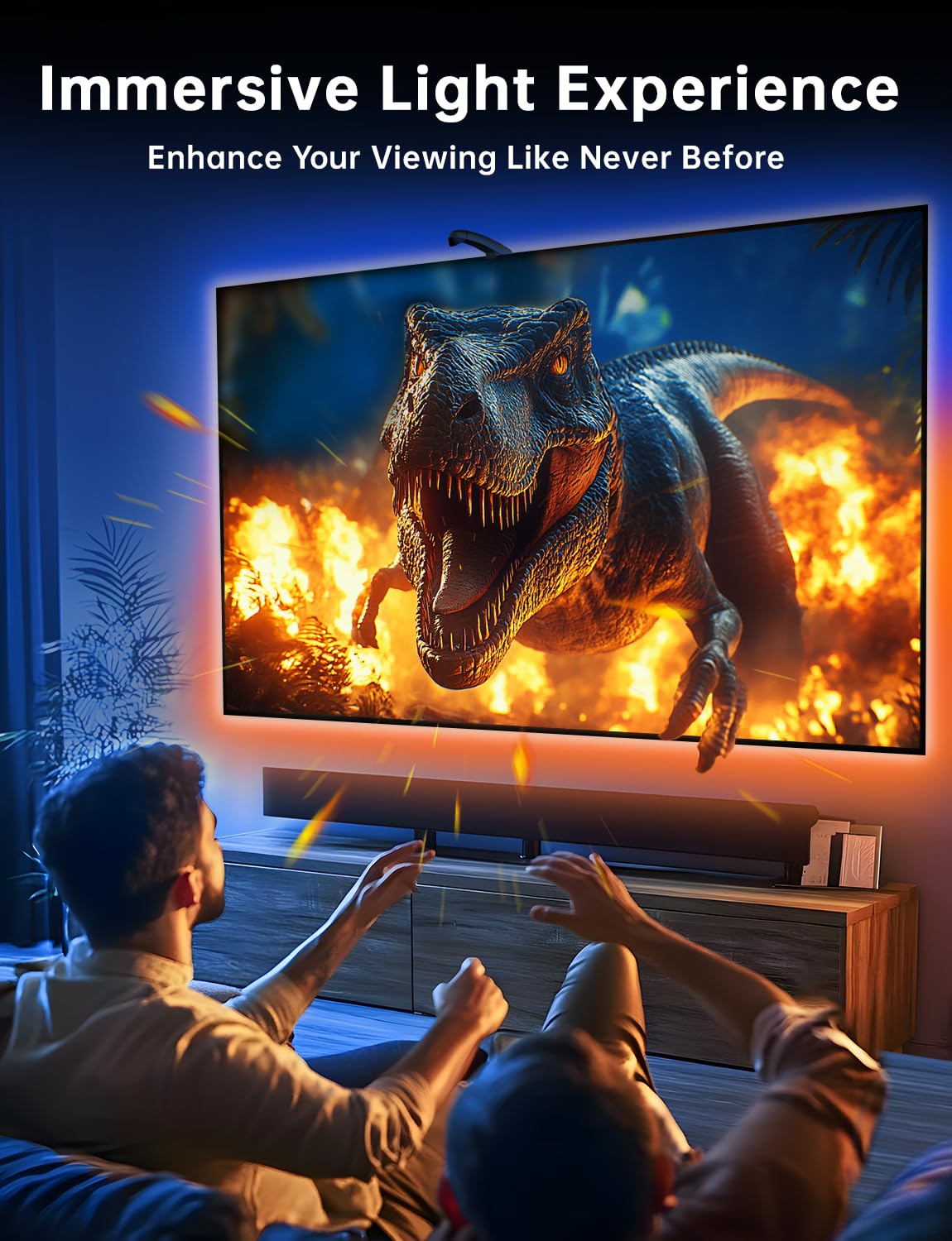 FFJ TV Lights That Change with Screen, 18ft Cuttable LED Backlight for 75-85 Inch Screen and PC Monitor, Backlight with Sensor, Smart App Control, Game & Music Sync Color Changing Lights