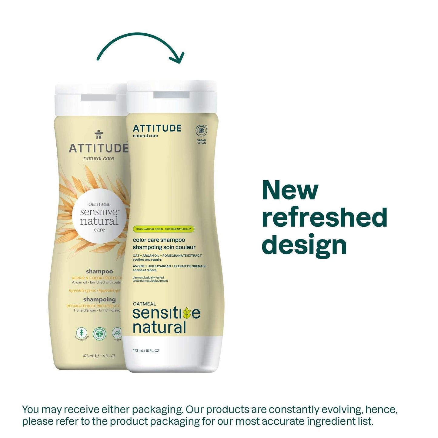 ATTITUDE Color Care Hair Shampoo for Sensitive Dry Scalp, EWG Verified, Soothing Oat, Protects Color, Naturally Derived Ingredie
