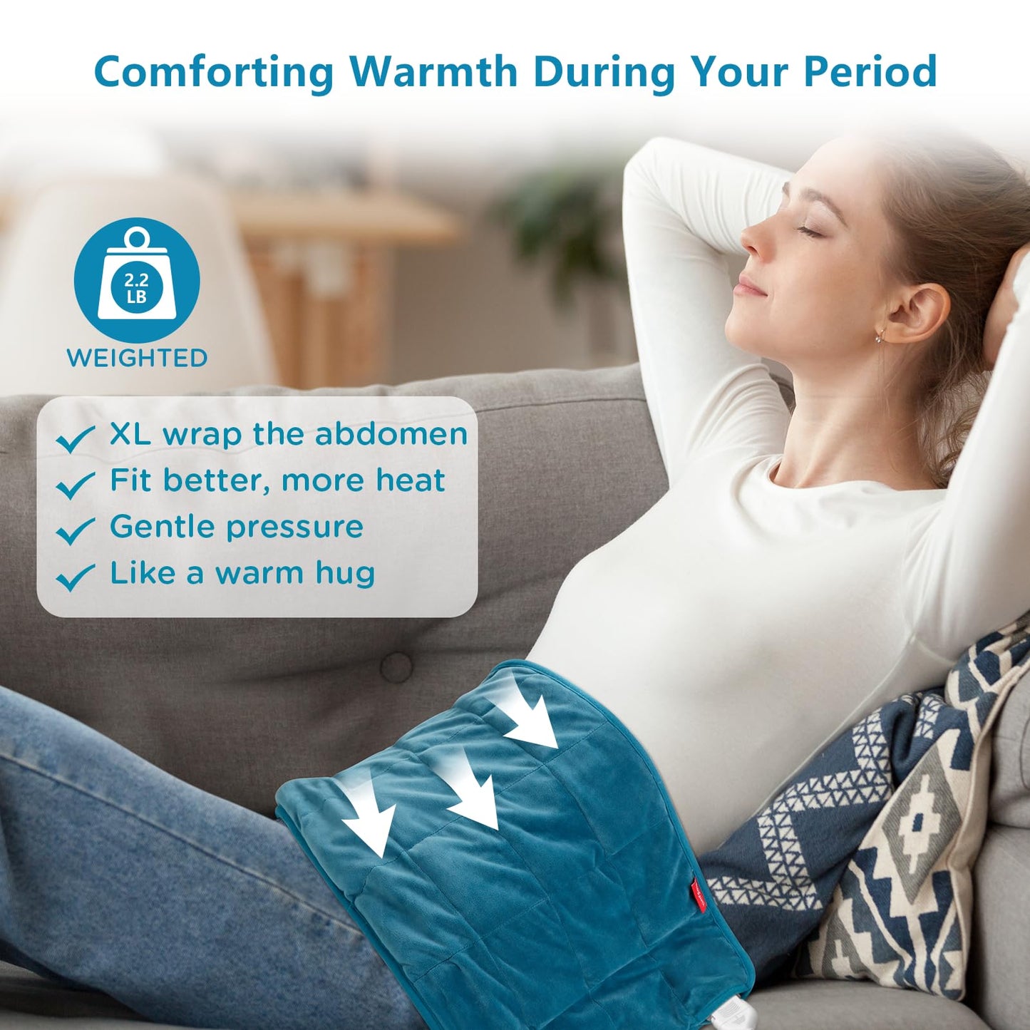 Comfytemp Weighted Heating Pad for Back & Period, FSA Eligible Electric Heat Pad, Valentines Day Birthday Gifts for Mom Dad Women Men, 2.2 lb HSA Approved Neck Shoulder Heated Pad, 2H Auto-Off, 12x24