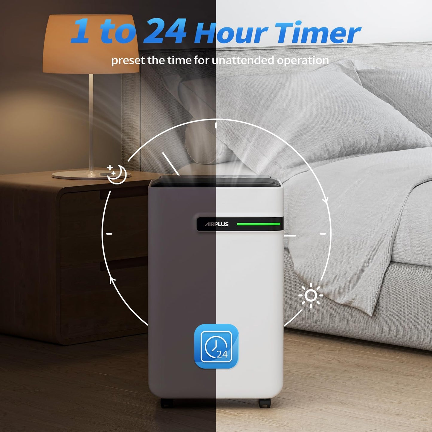 AIRPLUS Dehumidifier for Basement - 4,500 Sq. Ft. 70 Pints, Multifunctional Dehumidifier with Drain Hose & Auto Shut-Off Function, Powerful Dehumidifiers for Home(AP2103)