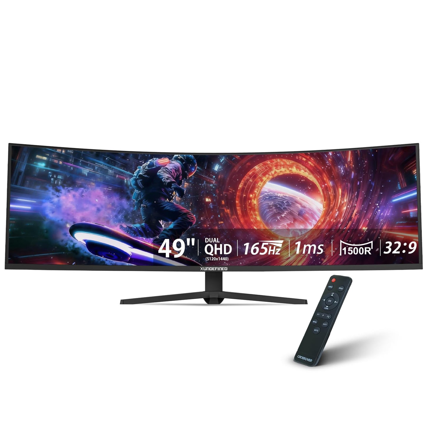 49 inch Curved Monitor with Remote, 165Hz WDQHD(5120 x 1440p) 5K Ultrawide Gaming Monitor R1500, HDR400, 3000:1 Contrast, sRGB 100%, USB-C, FreeSync, PIP/PBP, Built-in Speaker, HDMI 2.1 & DP 1.4