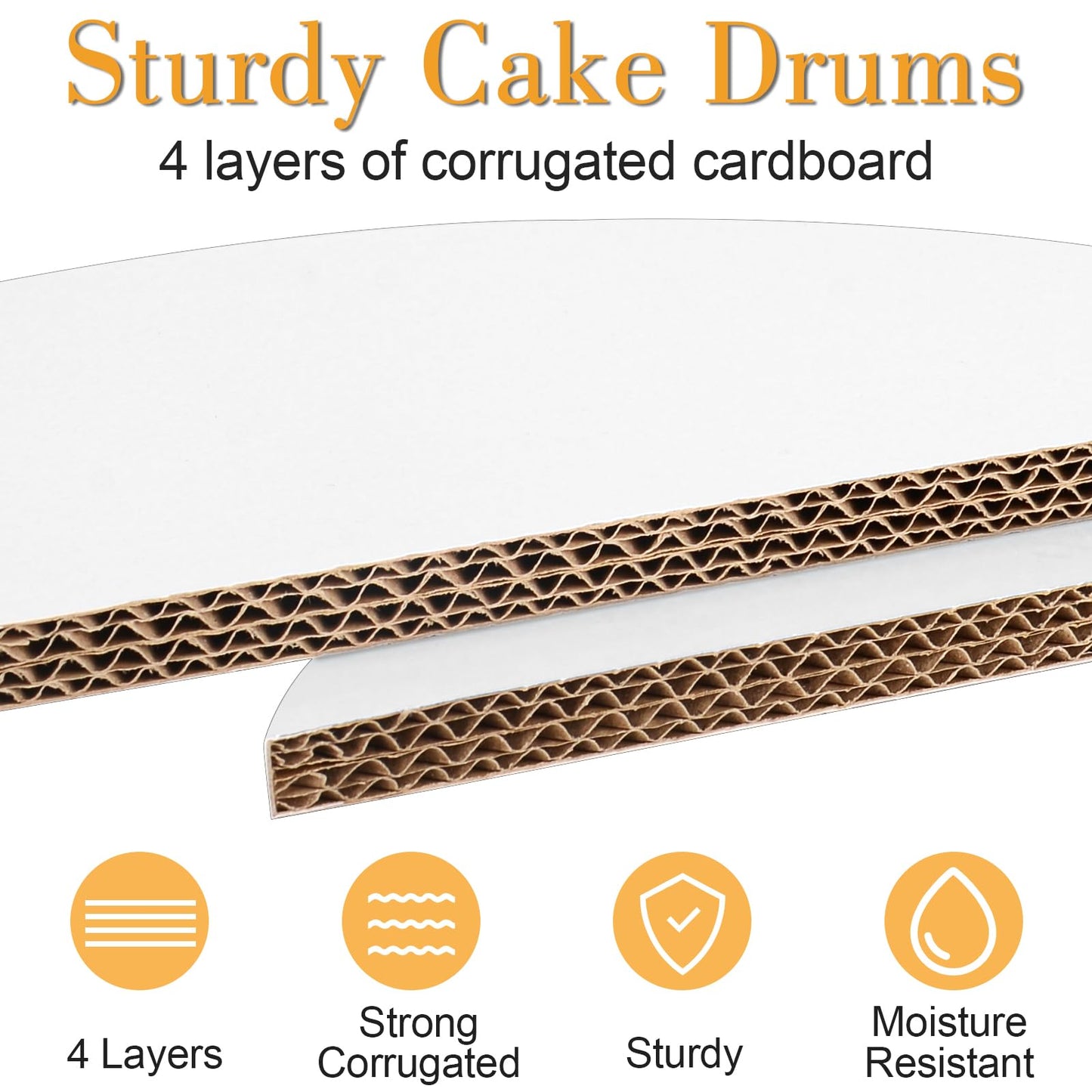 12 PCS Cake Drums 12 Inch, 12inch Drum, Cake Boards 12 Inch Round, 1/2" Thick Cardboard, Sturdy Circle, Base para Pastel Cardboard Base White Cake Boards for Wedding