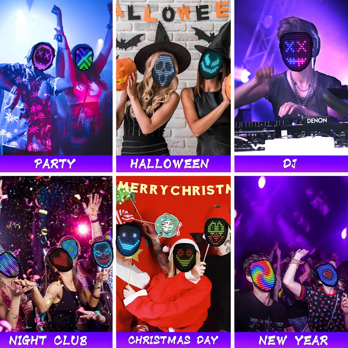 COKOTEE Led Mask, Light up Mask with Gesture Sensing, Face Transforming Masks for Halloween Festival Cosplay Costume Masquerade Parties, gifts