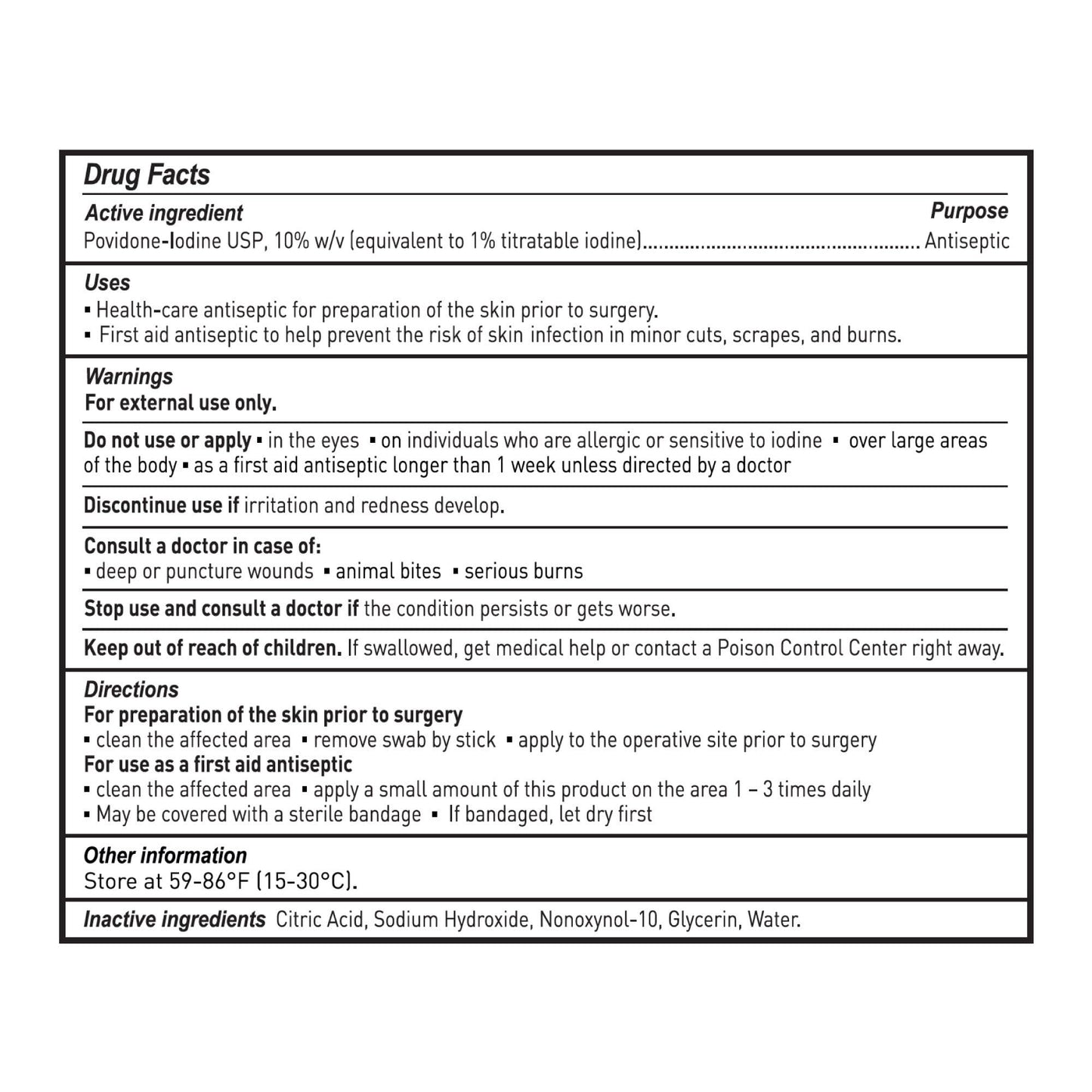 McKesson Povidone Iodine 10% Swabs Stick [75 Sticks], Sterile Swabsticks, Topical Pre-Surgical and First Aid, 3 Per Pack, 25 Packs