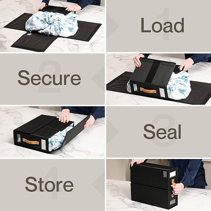 LOFT + IVY Sheet Organizers and Storage – Bed Sheet Holders Box for Linen Closet, Foldable Bedding Storage with Handles, Label Slot, Closure