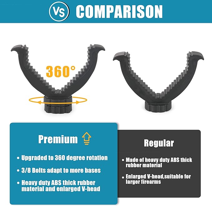HUNTPAL Gun Rest Rifle Stand Tripod Shooting Stick for Range Table Bench Shooting Practice, Portable Adjustable Compact Aluminum Construction Gun Holder with 360° Swivel V Yoke Head