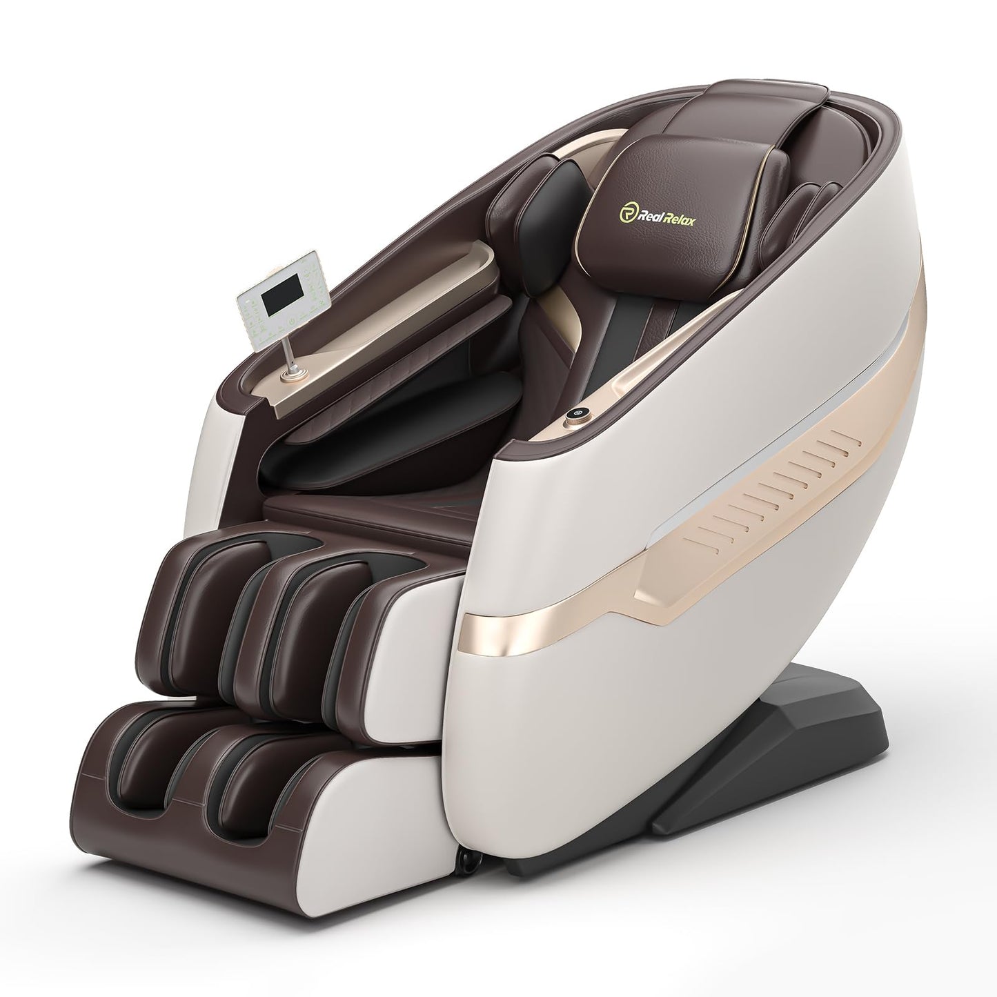 Real Relax Massage Chair, SL Track Full Body Zero Gravity Massage Chair Recliner with 18 Modes Yoga Stretch Blurtooth Heating APP Control, Favor 09 Brown