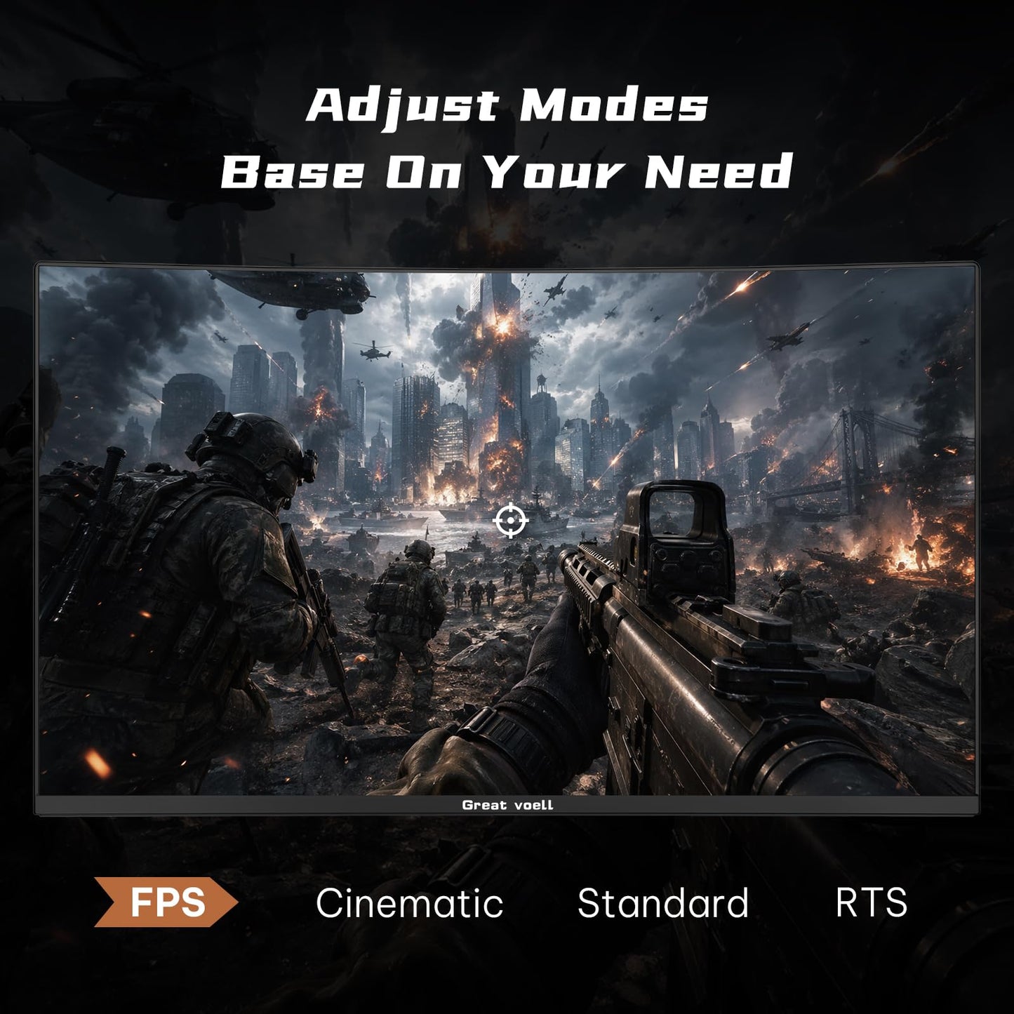 Great voell 24 Inch 200Hz Curved Gaming Monitor, 1ms MPRT Fast VA Computer Display, FHD 1920x1080P, AMD FreeSync, Low Motion Blur, 98% sRGB HDR PC Monitor, Frameless Design, HDMI & DisplayPort, VESA