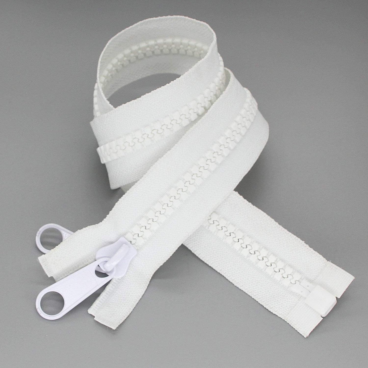Leekayer 2PCS #10 30 Inch Heavy Duty Zippers for Sewing Separating Large Plastic Zippers White Tape with Double Pull Tab Slider, Sleeping Bag, Boat, Canvas, Cover, Trampoline, Dog Bed,Tent (30" 2pcs)