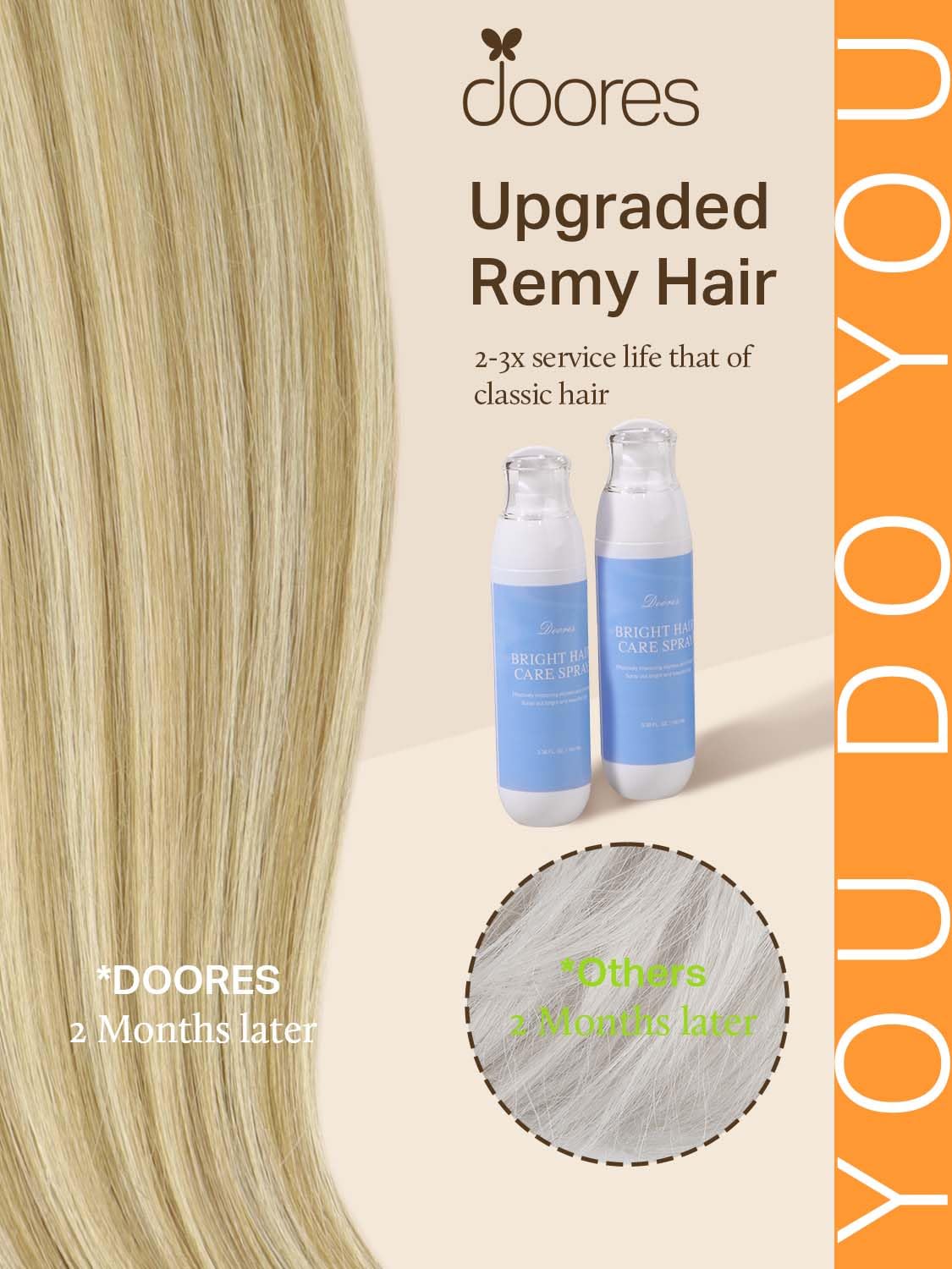 DOORES Weft Hair Extensions Human Hair, Light Blonde Highlighted Golden Blonde 16 Inch 100g Sew in Straight Natural Weave for Fu