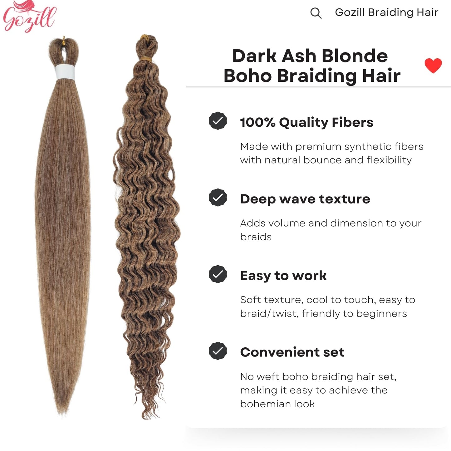 Dark Ash Blonde Braiding Hair Pre Stretched for Boho Braids Mixed Synthetic Deep Wave Boho Braids Hair for Braiding