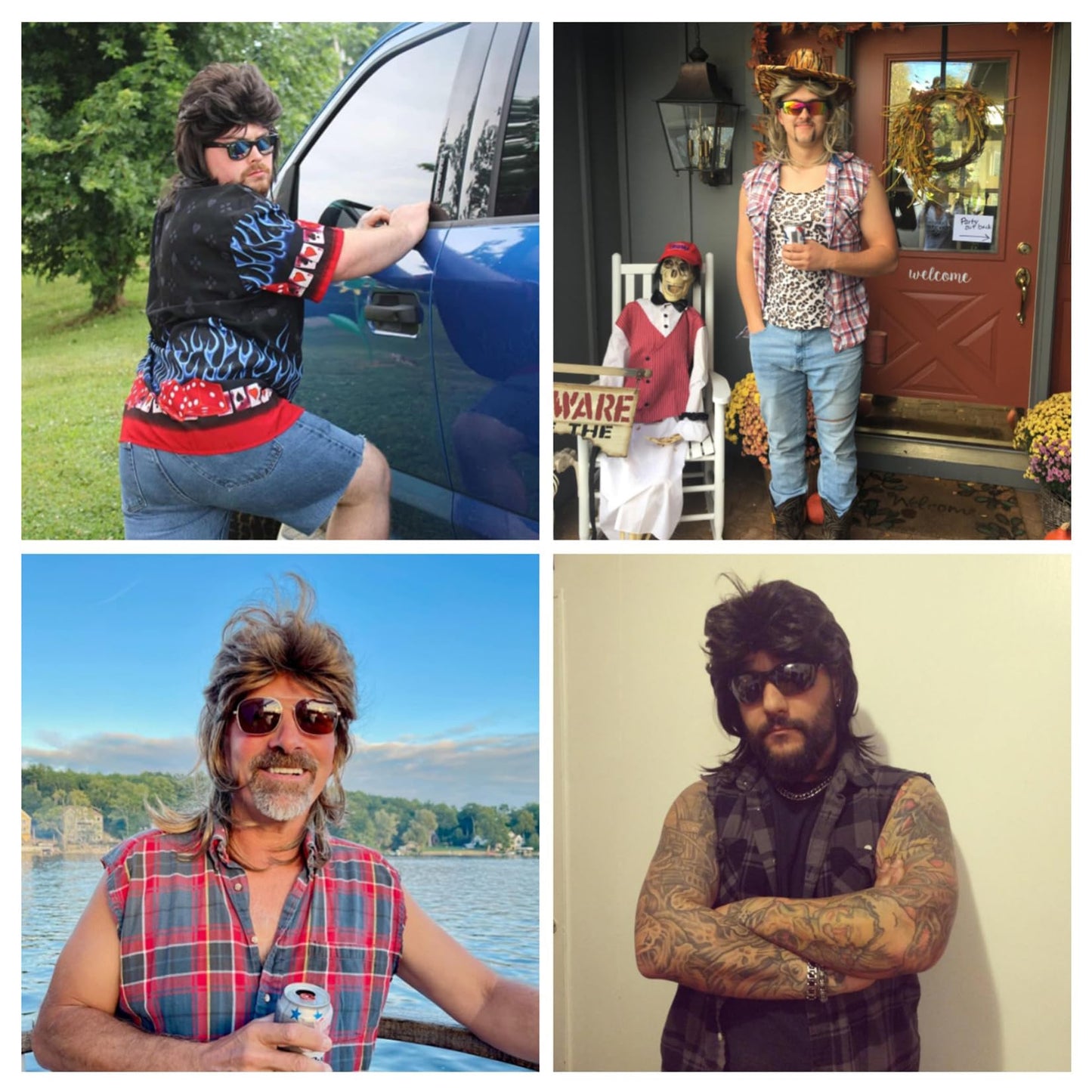 Lotfon Mullet Wigs for Men Joe Dirt Emo Wig 80s Costumes Fancy Party Accessory Cosplay Wig Halloween Man x (Black)