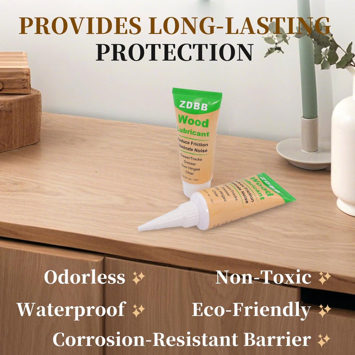 ZDBB Wood Drawer Wax Lubricant Paste Door-Ease Lubricant Wear-Resistant Eliminate Sticking Noise Loosen Drawer Slide Grease for Wood Furniture, Window Track, Sliding Glass Doors, Hinges, 1 oz 1-Pack