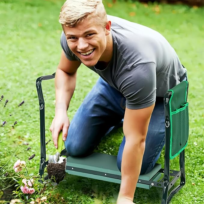 NTCLHFXU Foldable Garden Kneeler Seat Stool with Large Tool Bags Gardening Women Seniors Gardening Benches Kneeler and Seat