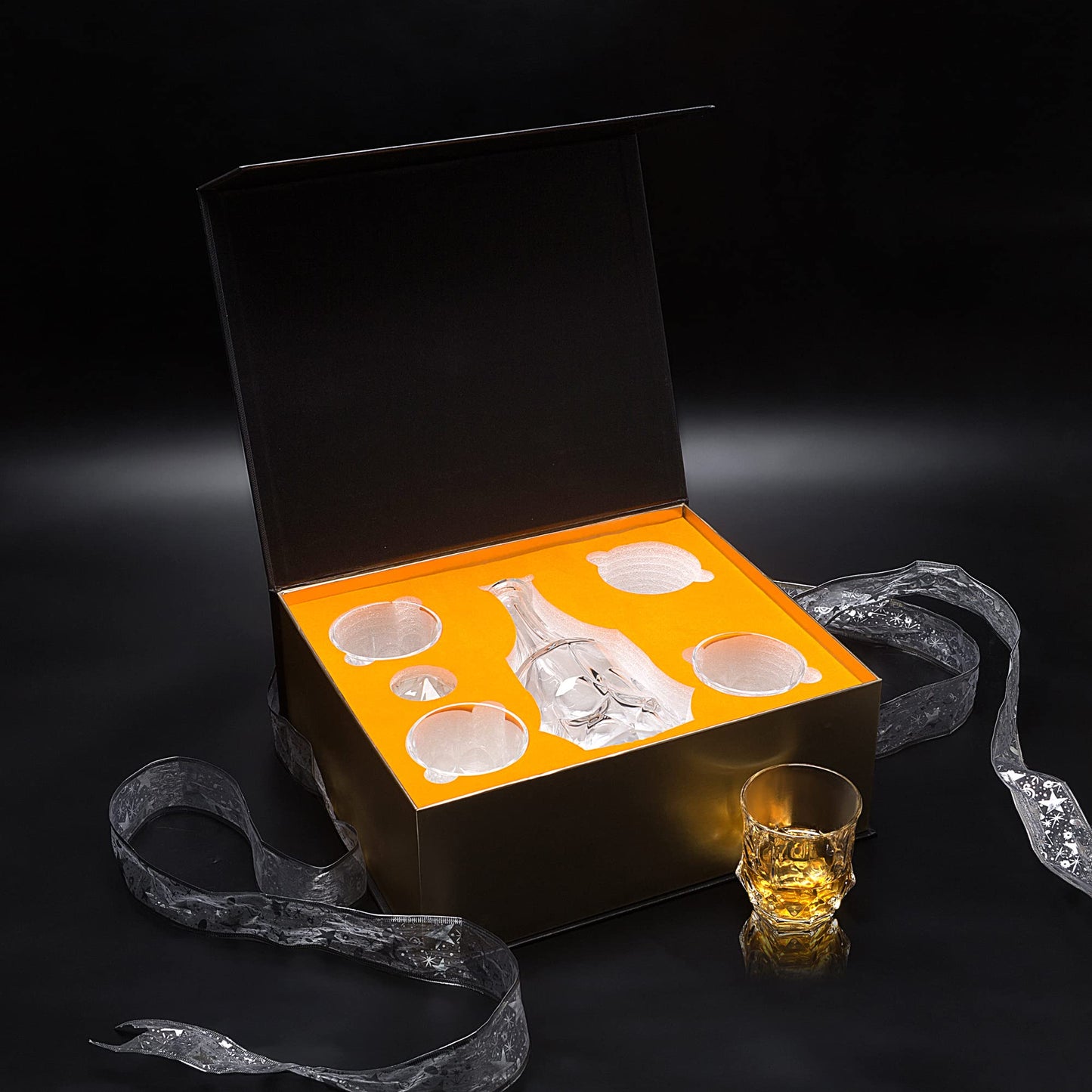 KANARS Whiskey Decanter Sets for Men, 25 Oz Liquor Decanter with 10 Oz Crystal Glasses in Luxury Box for Bourbon Scotch Rum Tequila Vodka, Whisky Gifts for Christmas Birthday Thanksgiving