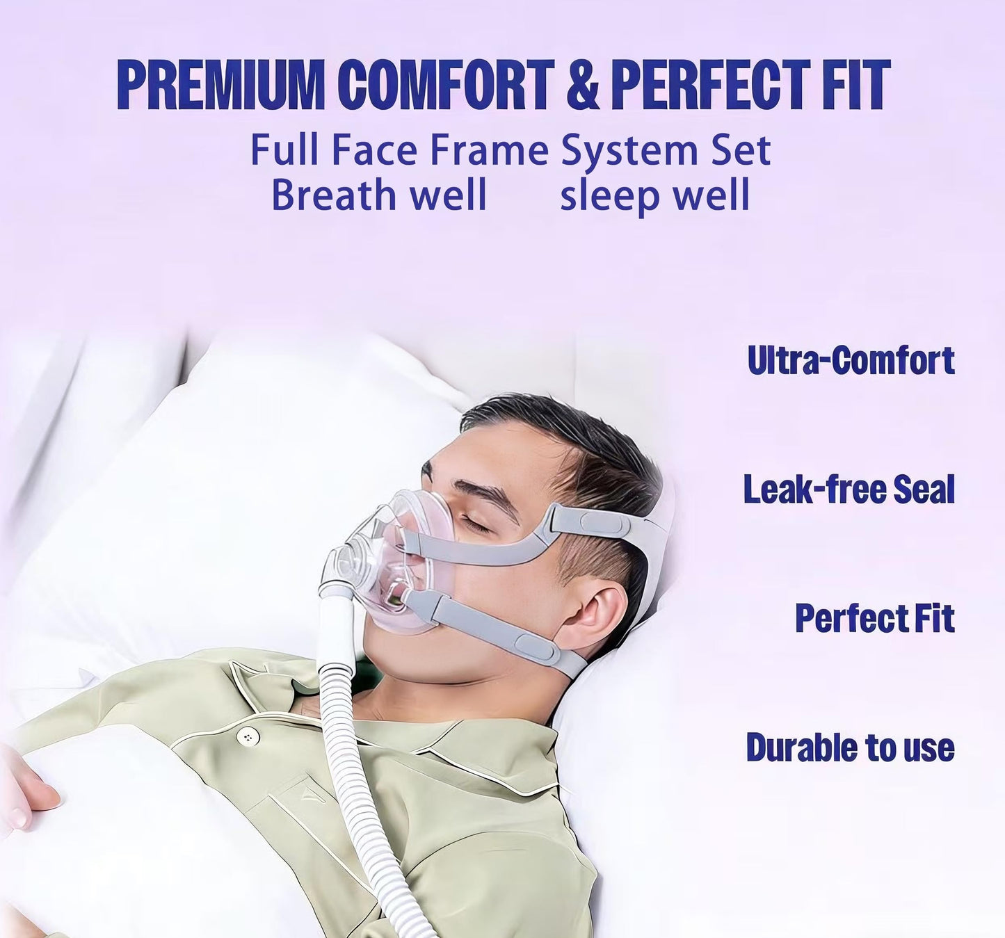 Full Face CPAP Mask,Full Cover Replacement Kit,Comfort Series Nasal CPAP Mask,Leak Free Seal&Ultra Comfort Accessories,Great Value Bundle(Large)