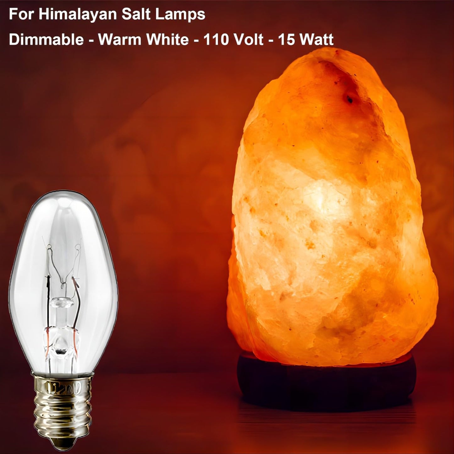 SalPhines Salt Lamp Bulbs, 15 Watt Night Light - C7 Replacement Bulbs for Scentsy Wax Warmer, Dimmable Scentsy Light Bulbs for Household Salt Lamps, 24 Packs