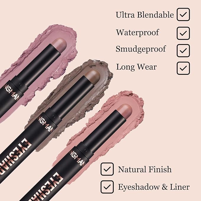 Purple Mauve Eyeshadow Stick Blendable Cream Eyeshadow Hypoallergenic Neutral Eye Shadow Stick, Waterproof Long Lasting High Pigmented Smokey eyeshadow Pencil (17# Mauve Matte)