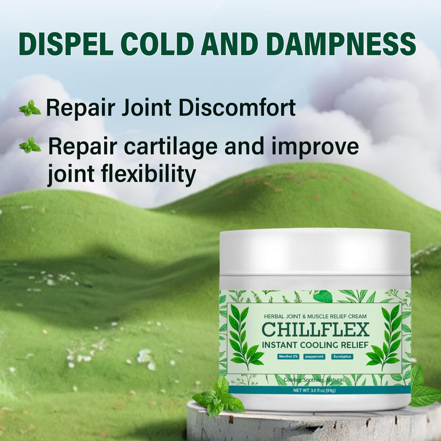 eltolent CHILLFLEX Menthol Soothing Cream, Joint Activities Throughout The Body, Cooling Soothing Ointment for Muscle, Head, Lum