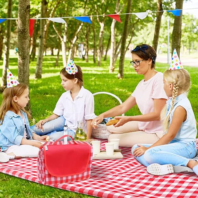 LRUUIDDE Oversize Picnic Beach Blanket, 80''x60'' Outdoor Waterproof Foldable, Sandproof Blankets Plaid Picnic Mat for Bea...