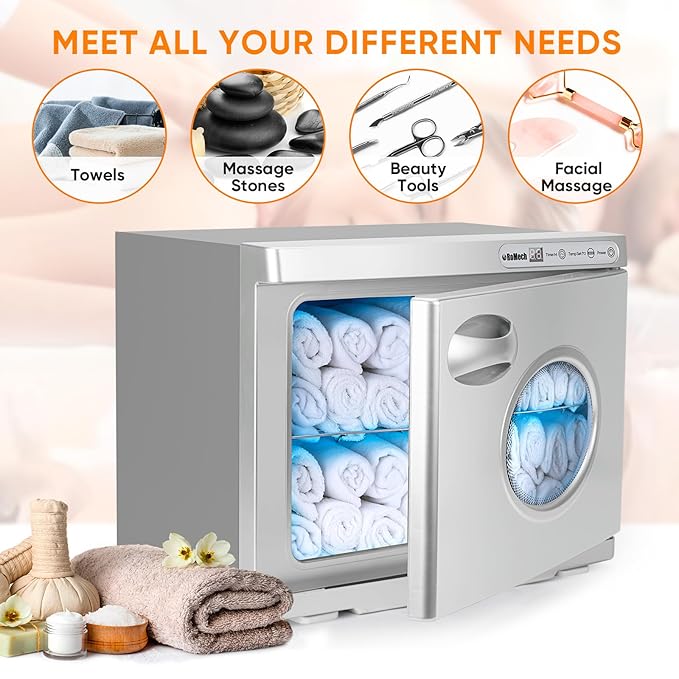 ROMECH 23L Hot Towel Warmer Cabinet, Professional Towel Heater with LED Temperature Display Setting, Extra Large Capacity Towel Warmers for Spa Massage Salon Home (Silver, 23L)