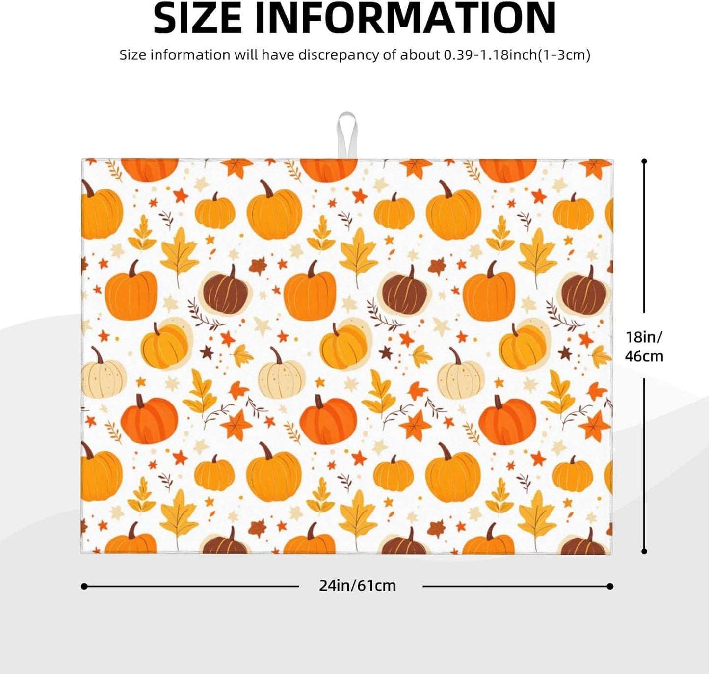 Dish Drying Mat for Kitchen Pumpkin Leaf Fall Thanksgiving Counter Absorbent Dishes Drainer Microfiber Large 18x24 Inch
