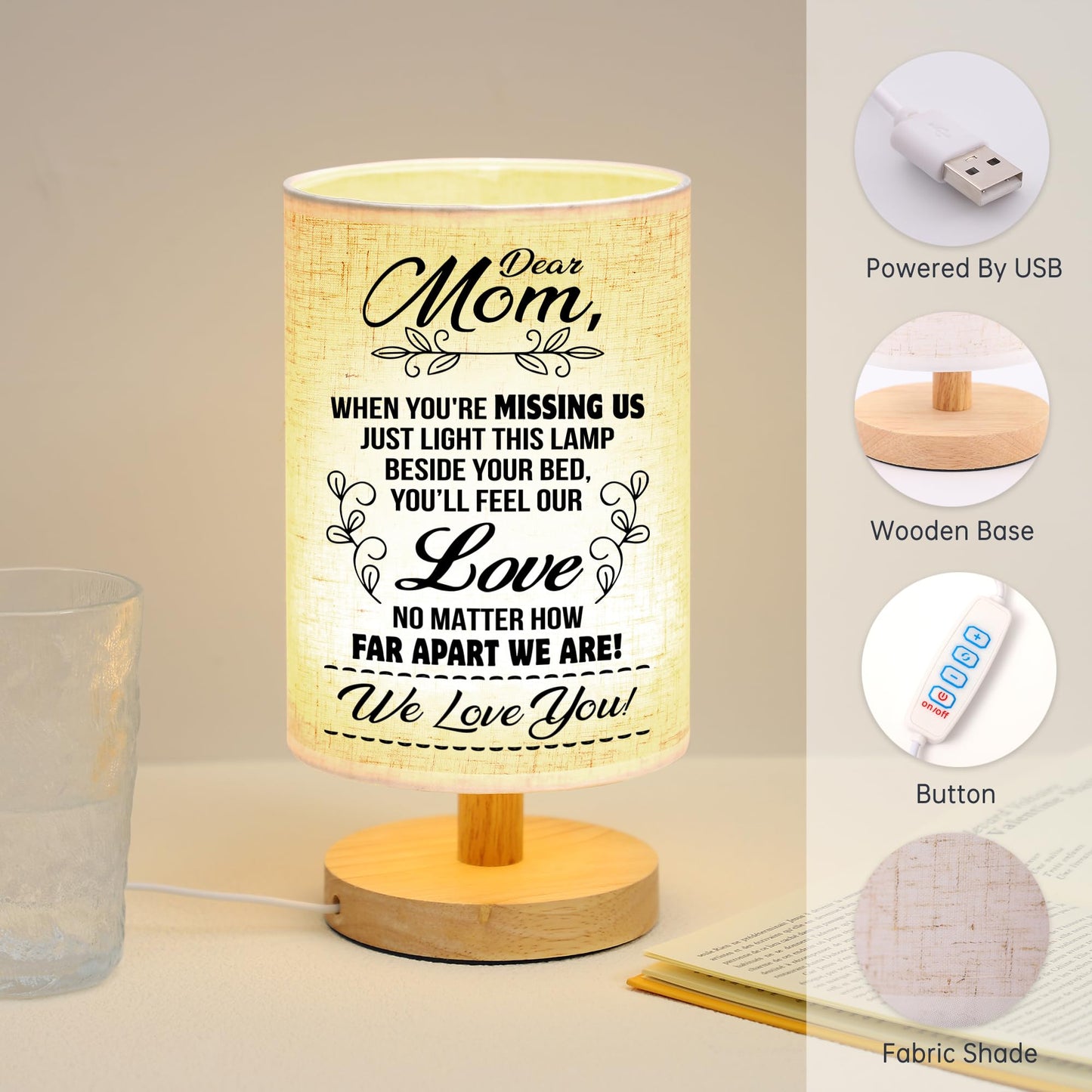 WSYEAR Birthday Gifts for Mom from Daughter Son-Table Lamp Mom Gifts from Daughters Night Light Anniversary Presents for Mother Women,Best Mom Gifts Ideas