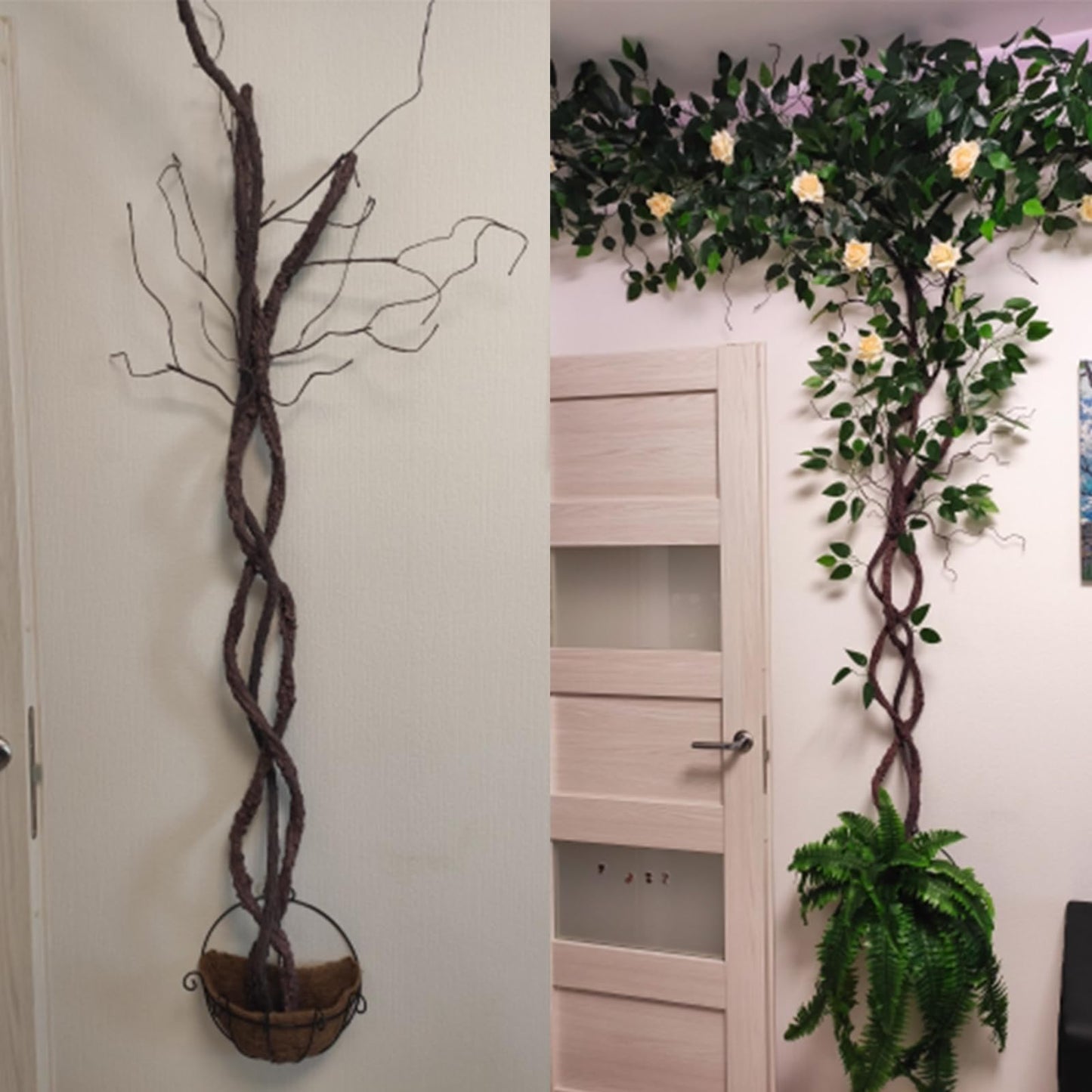 CONGZHANHH 118" Flexible Large Artificial Fake Reptile Plants Tree Branches Twigs Cherry Blossom Liana Wall Hanging Wreath Trunk Stick Vines Garland Wedding Garden X'Mas Halloween Jungle Decoration