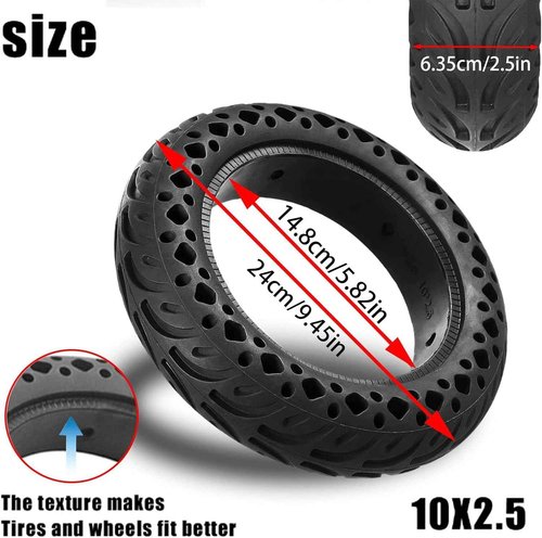 Felixstory 60/70-6.5 Scooter Tire Solid: 10x2.5 Tubeless Tires Replacement for Segway Ninebot MAX G2 G30 G30LP Gotrax G5 G6 Yume Electric Scooter,10 Inch 10x2.50-6.5 Front Rear Honeycomb Wheels 2 Pcs