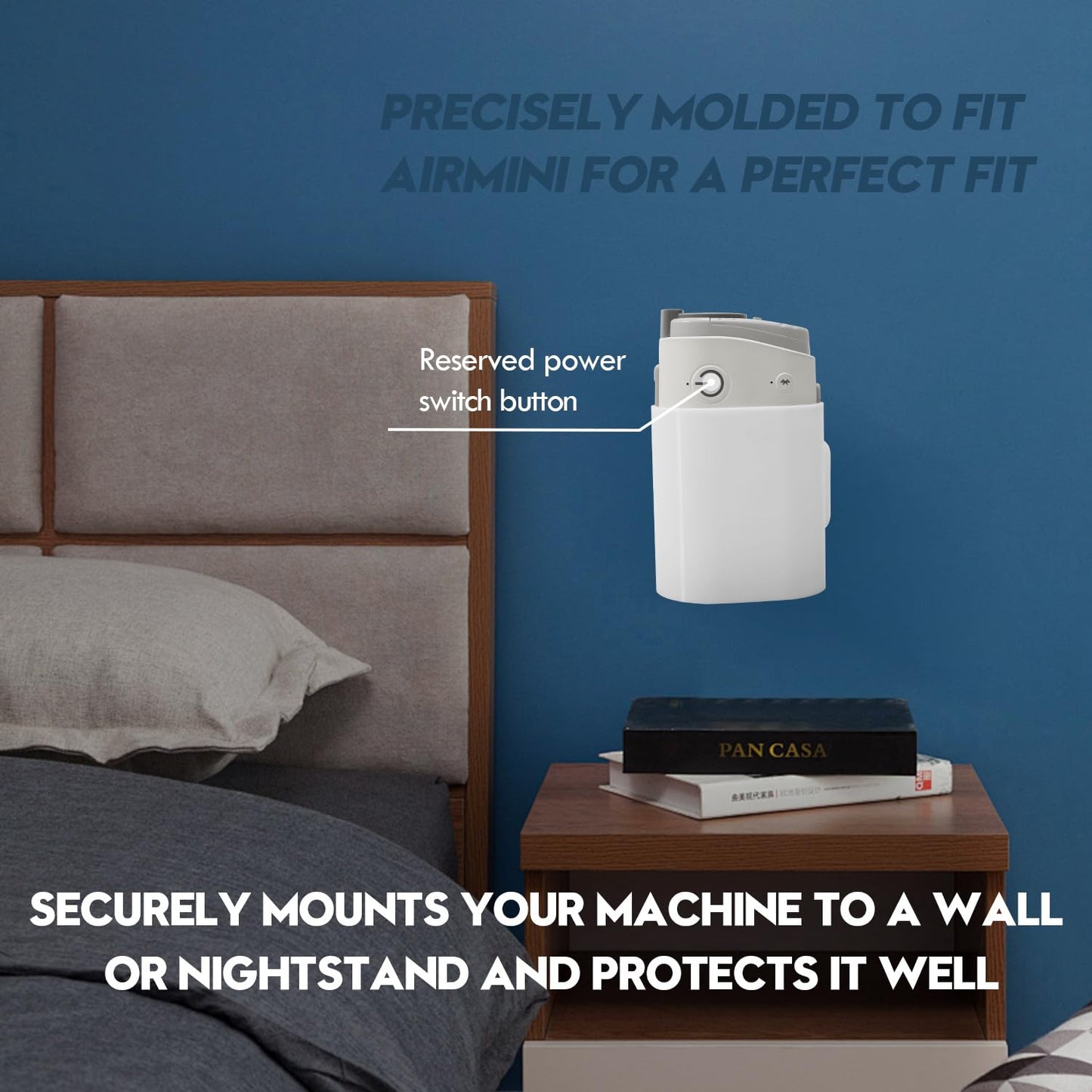 Cpap AirMini Mount System Kit Fit for Air Mini - with Travel Storage Bag, Cpap Wall Mount, Drawer Hook Stand, Portable Cpap Supplies Travel Bag Carrying
