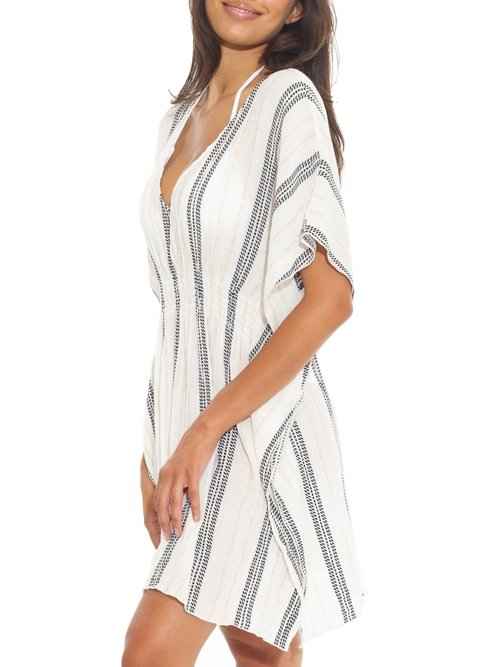 BECCA Women's Standard Radiance Woven Tunic, Plunge V-Neck, Casual, Beach Cover Ups, White (A), X-Small-Small