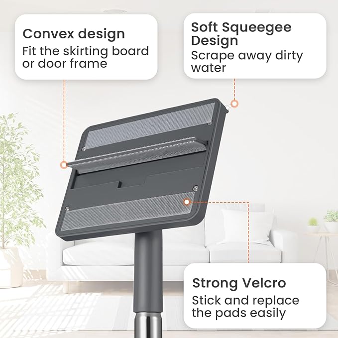 Baseboard Cleaner Tool with 84" Long Handle, 360° Wall Mop with Triangle & Rectangle Heads & 8 Reusable Pads for Baseboard, Wall, Ceiling Cleaning