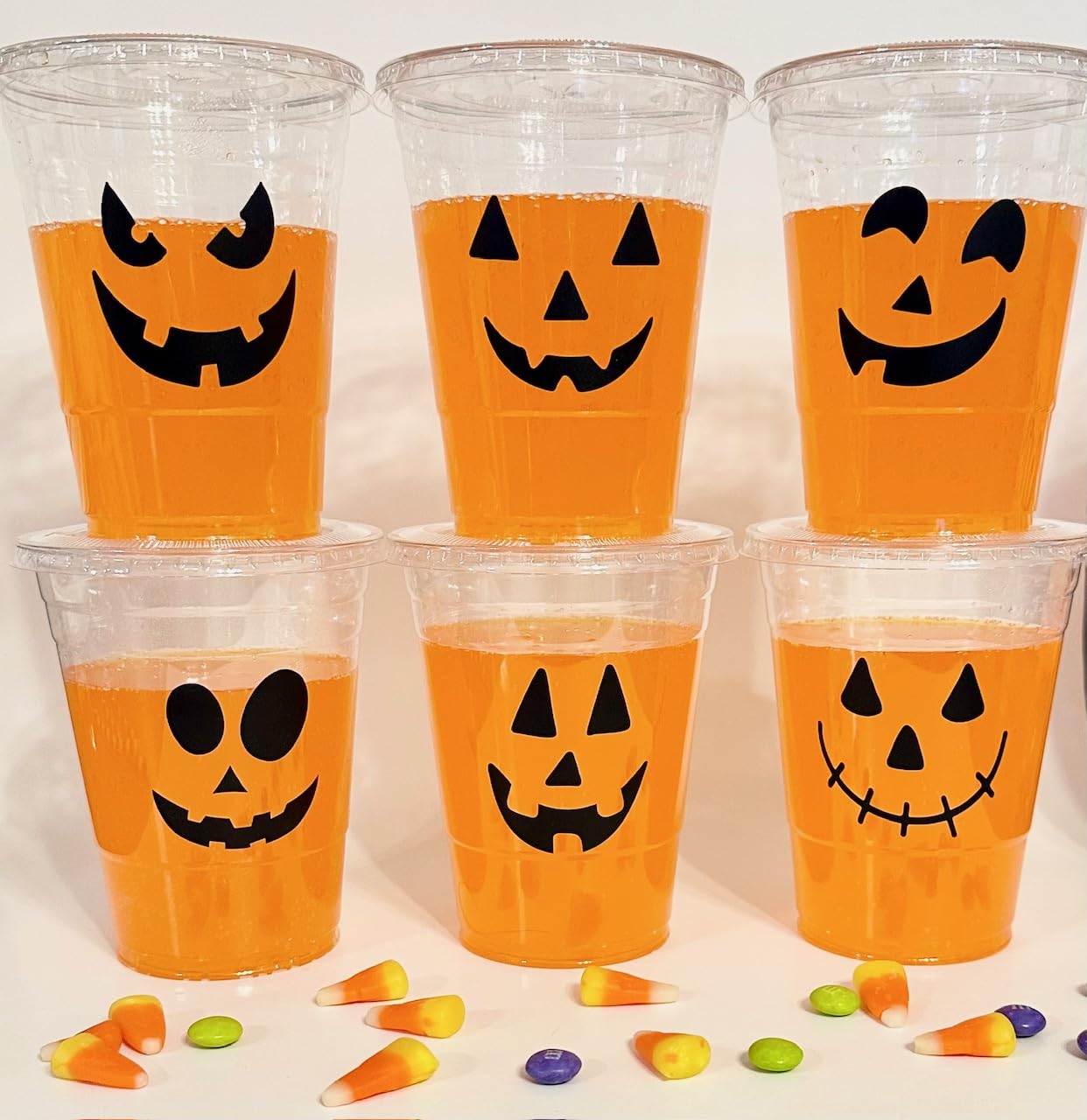 Halloween Pumpkin Face Jack O Lantern Cups Set of 12 Disposables Jackolantern Summerween