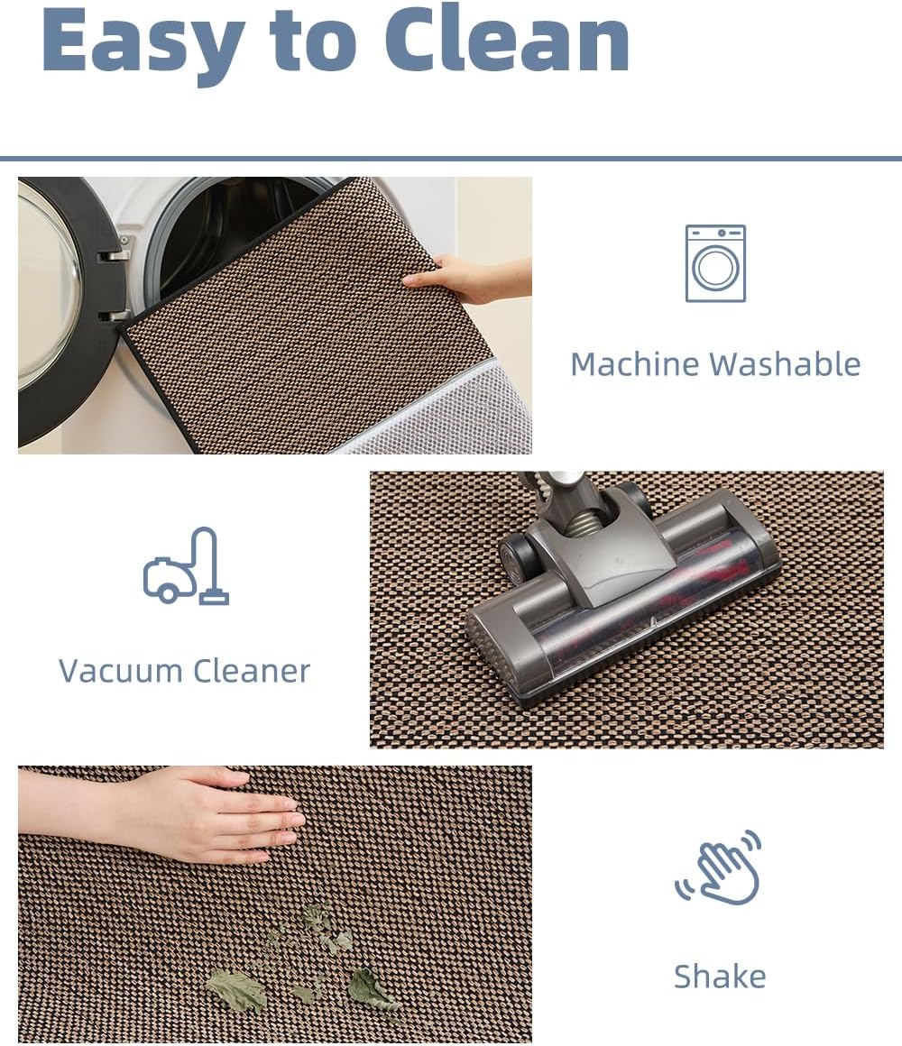PADOOR Non-Slip Bath Mat With Rubber-Backing, Braided Absorbent Machine Washable Thin Rug for Bathroom Floor, Fits Under Door, Quick Dry, 17''x24'' Black